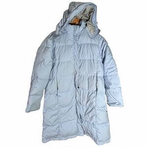 Vintage L.L. Bean Women's Goose Down Long Parka Light‎ Blue Winter Coat Medium